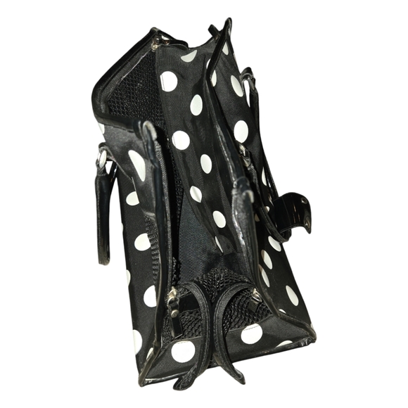 Small Dog Pet Carrier Polka Dot Black and White - Picture 4 of 7